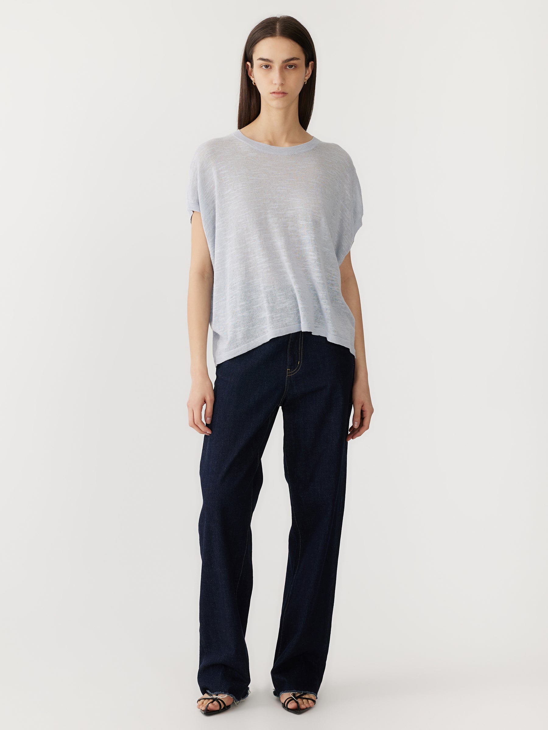 Bassike | Cotton Linen Slouch Tank Knit - Pale Blue