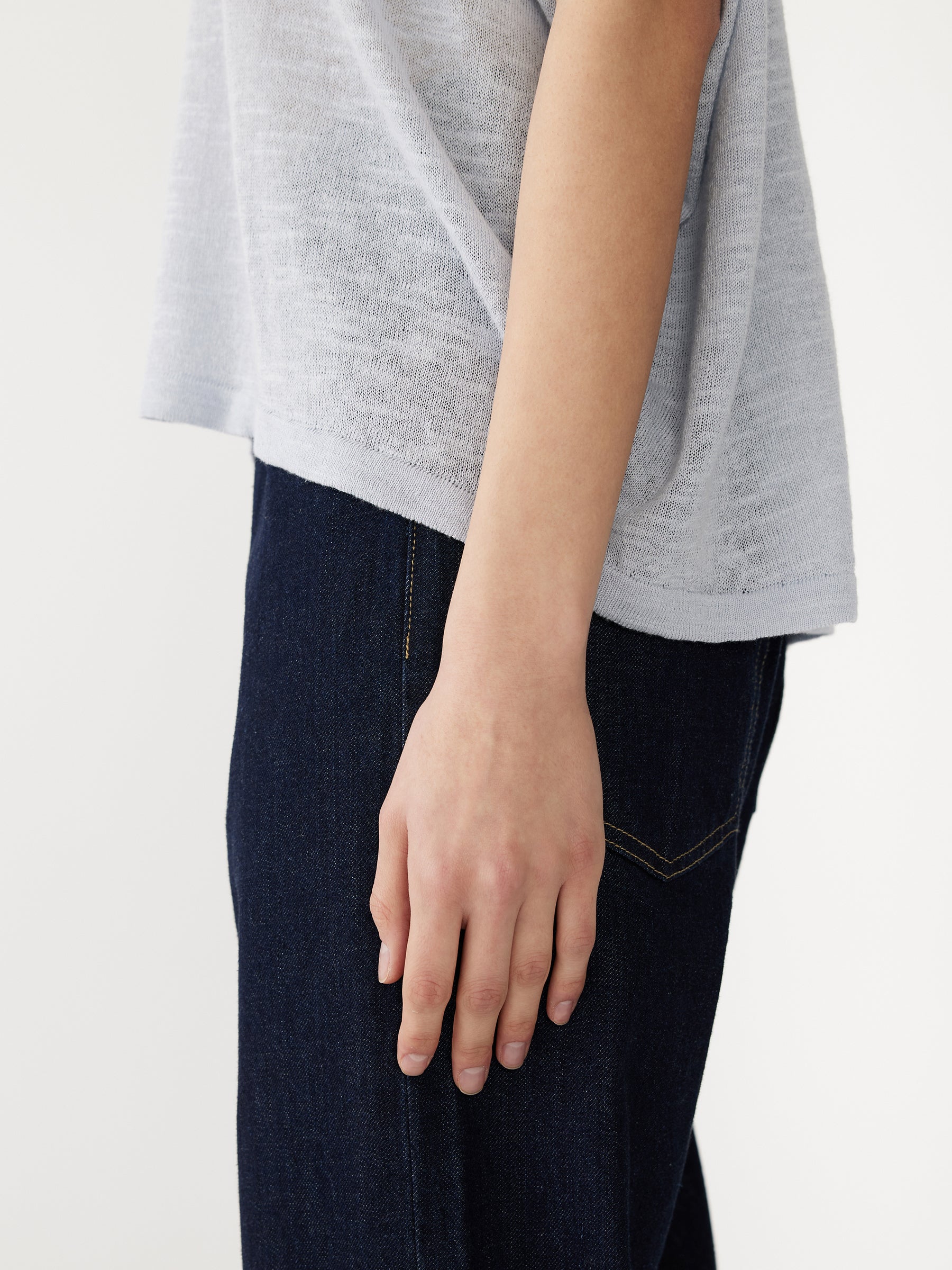 Bassike | Cotton Linen Slouch Tank Knit - Pale Blue