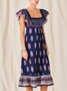 M.A.B.E | Flori Print Midi Dress - Indigo