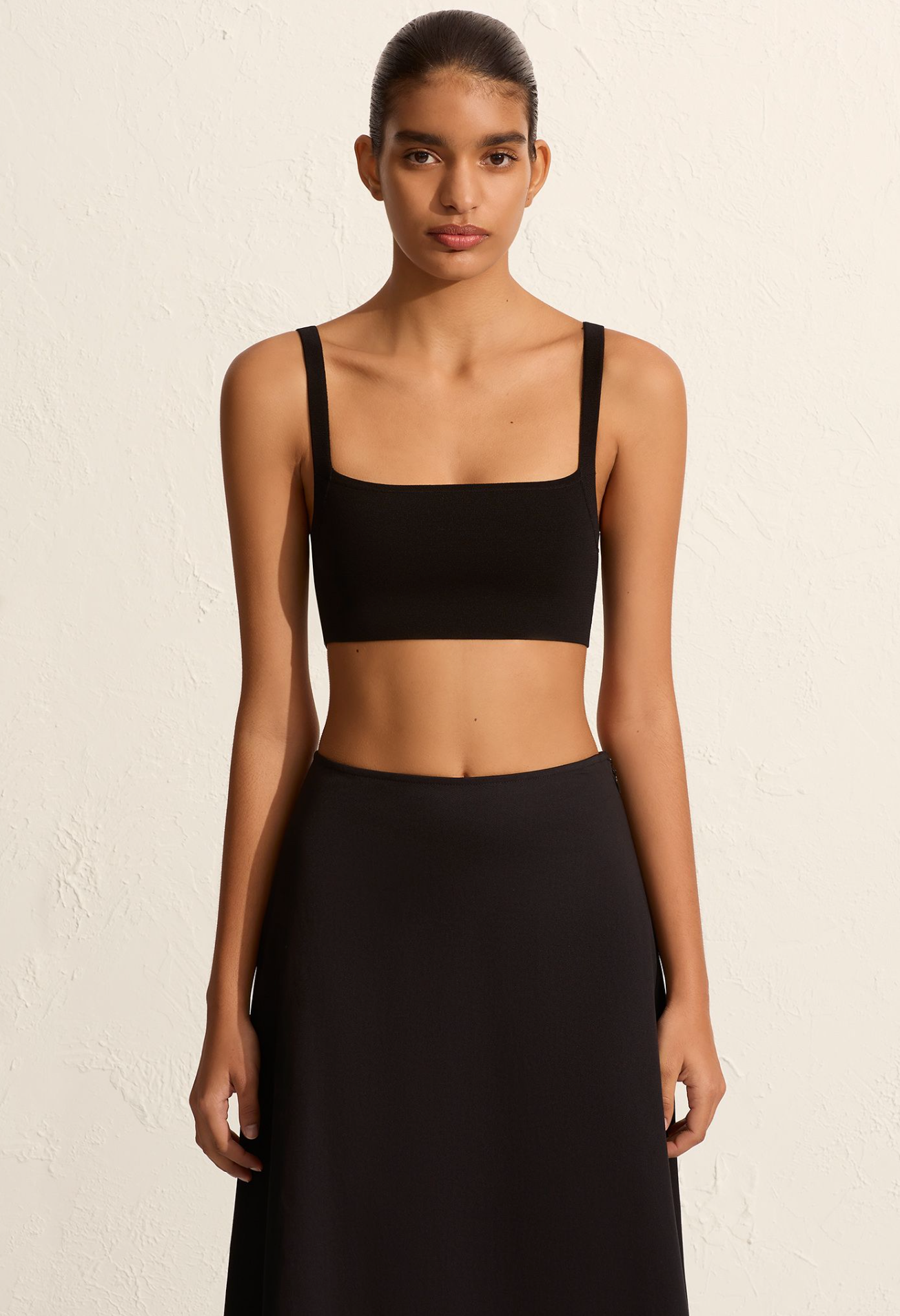 Matteau | Square Knit Crop Tank - Black