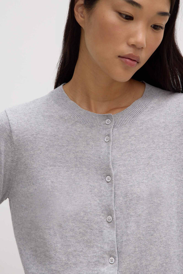 Assembly Label | Semra Cotton Cashmere Cardigan - Grey Marle