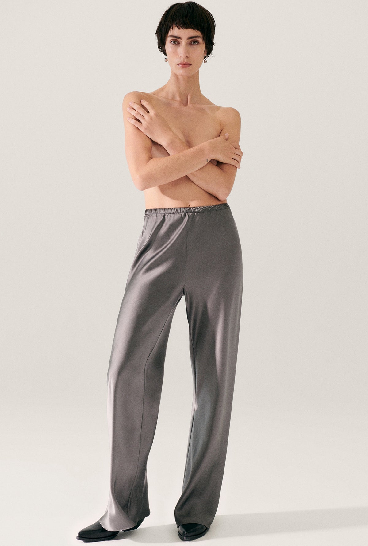 Silk Laundry | Bias Cut Pants - Grey Pearl