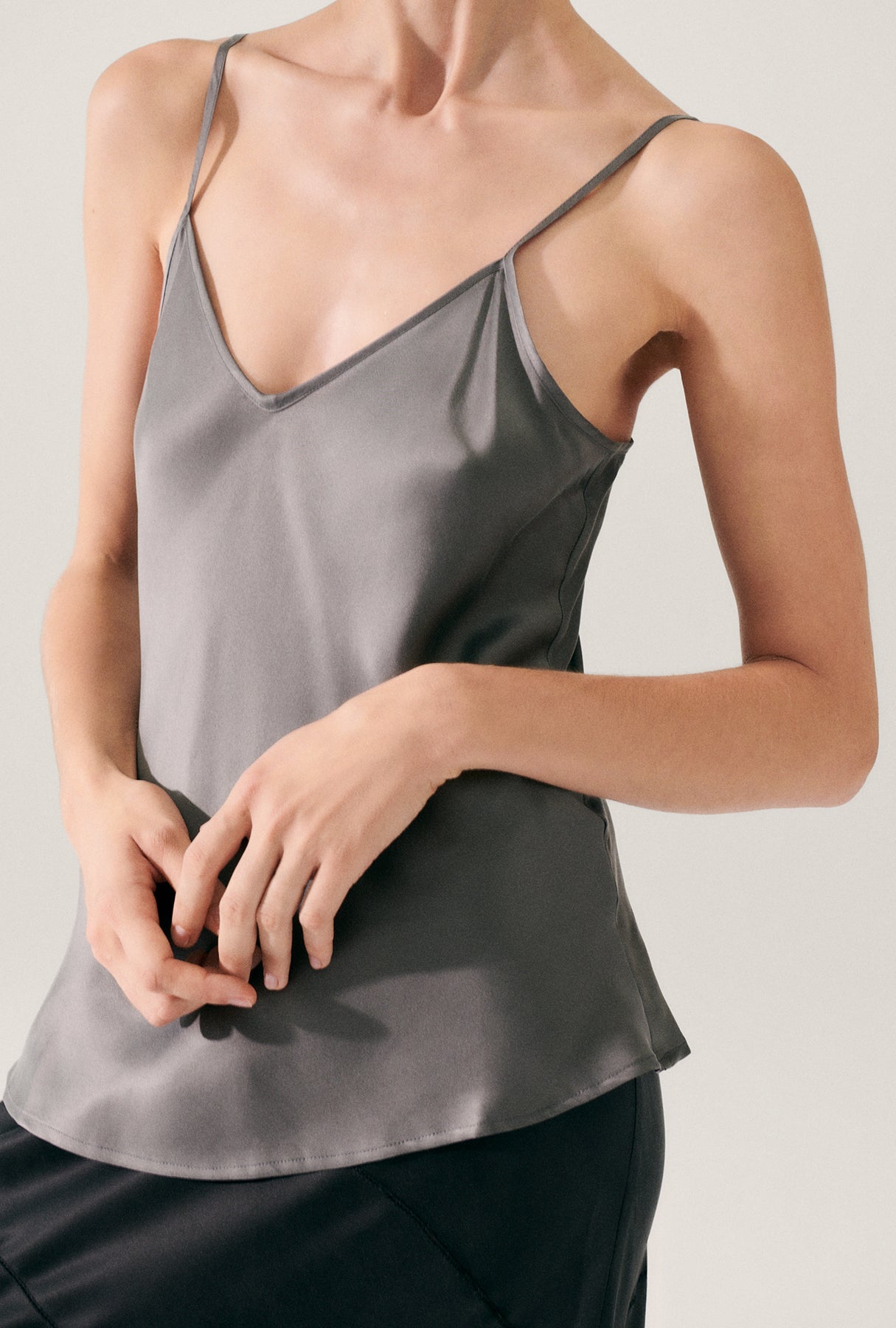 Silk Laundry | Bias Cut Cami - Grey Pearl