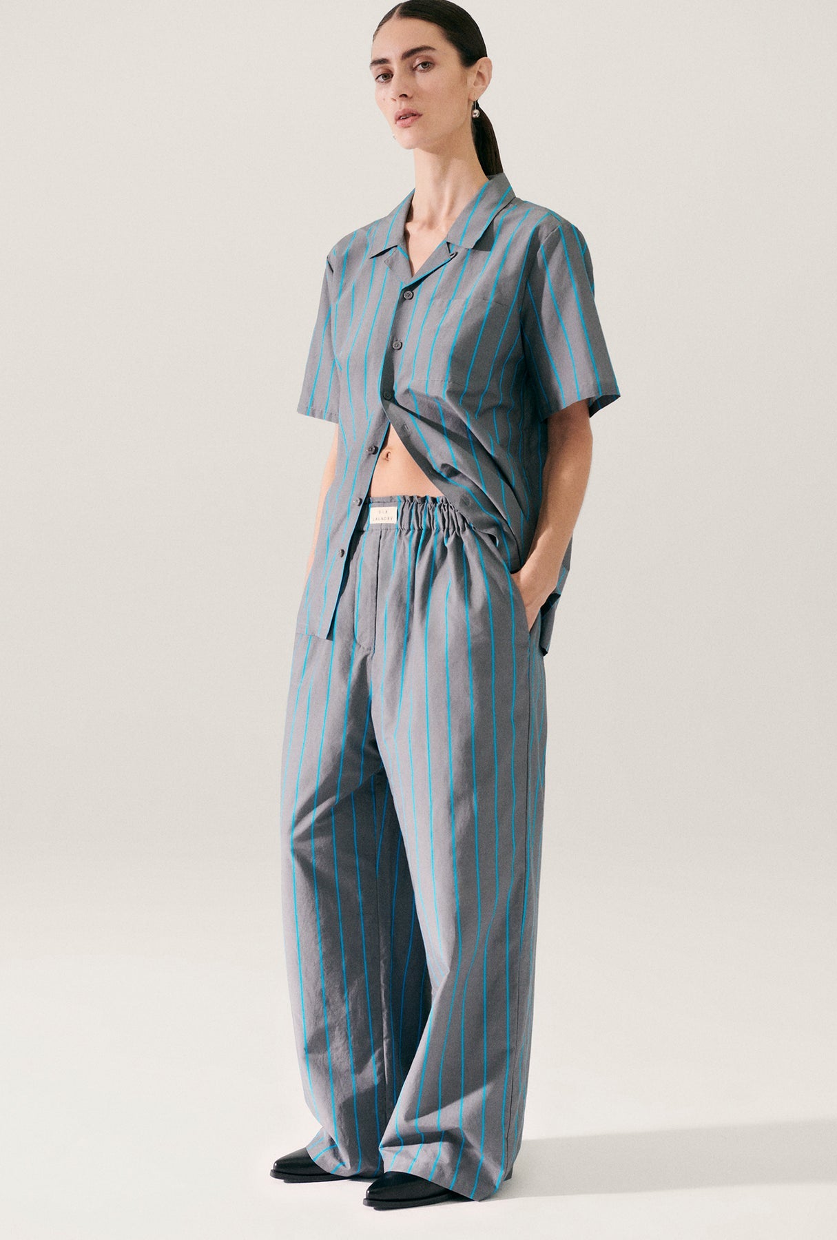 Silk Laundry | Cotton Silk Paper Bag Pants - Oxygen Stripe