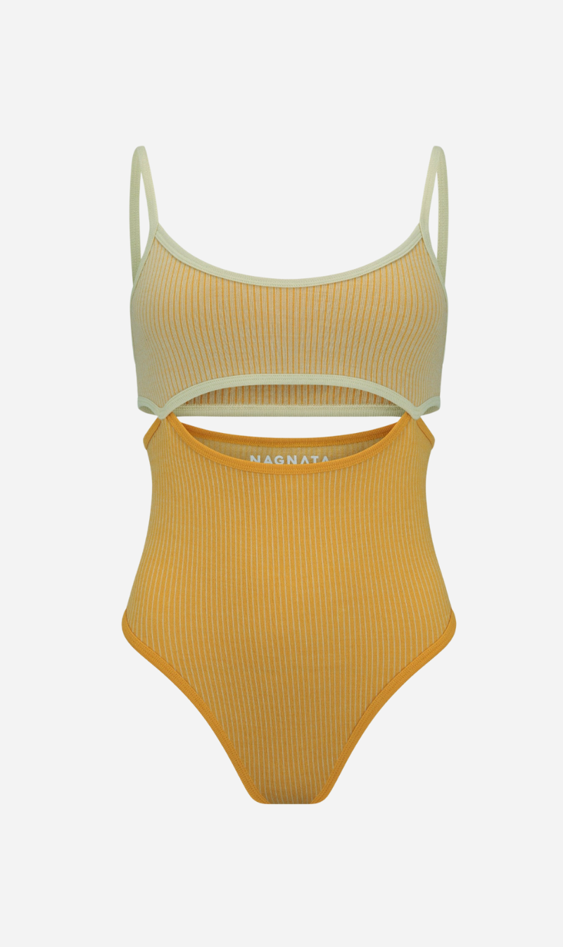 Nagnata | Splice Bodysuit - Pistachio/Marigold