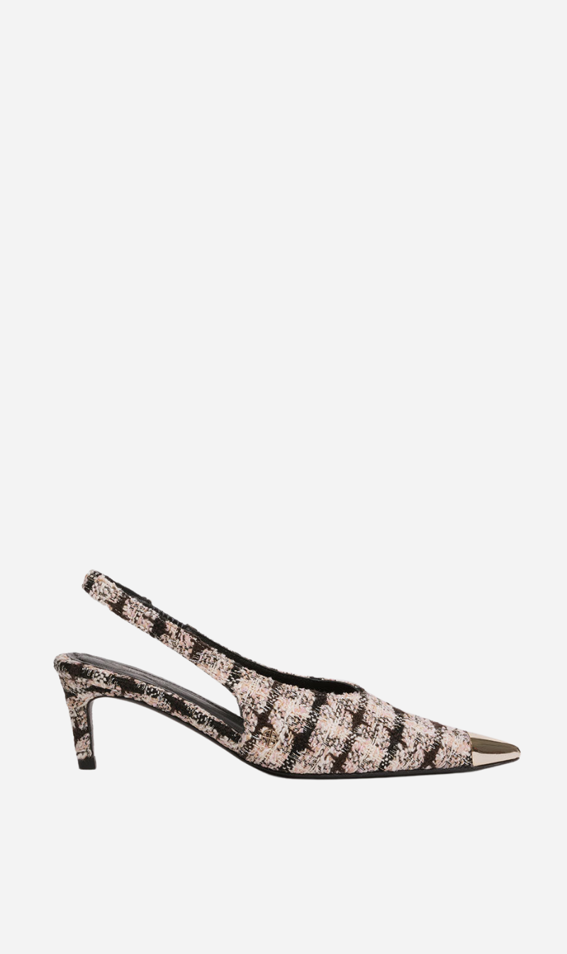 Anine Bing | Nina Heel With Metal Toe Cap - Apricot Tweed