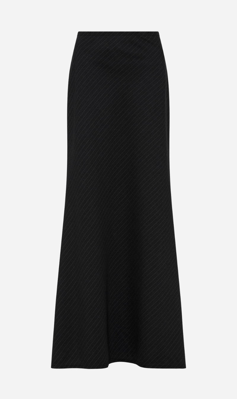 St Agni | Pinstripe Maxi Skirt - Black