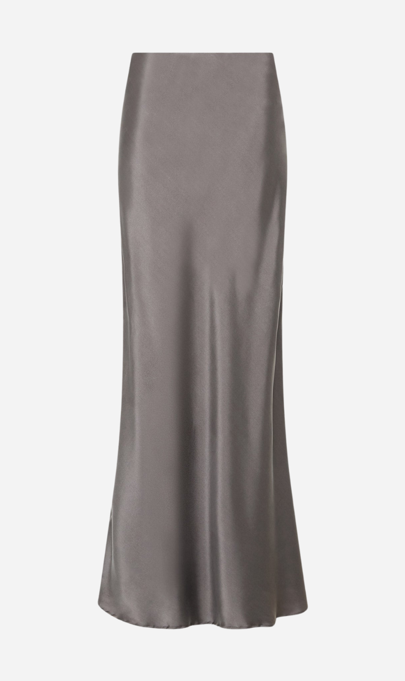 St Agni | Soft Silk Maxi Skirt - Pewter