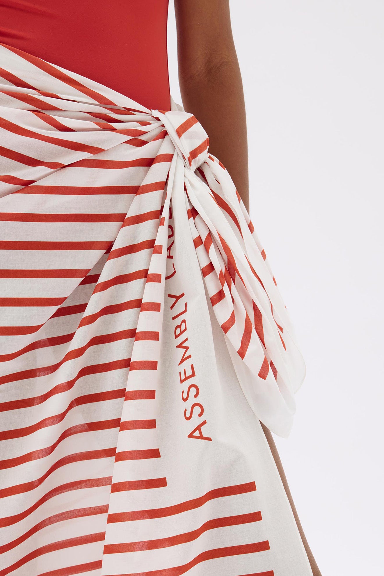 Assembly Label | Stripe Cotton Sarong - Papaya / Cream