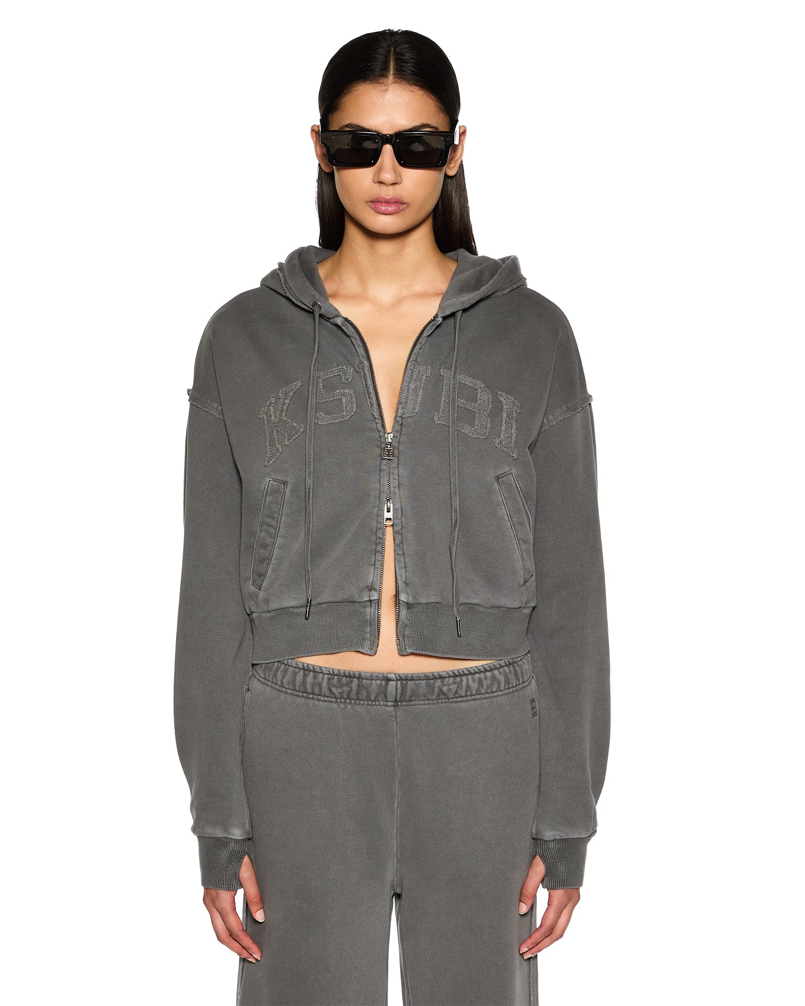 Ksubi | League Cropped Hoodie - Charcoal