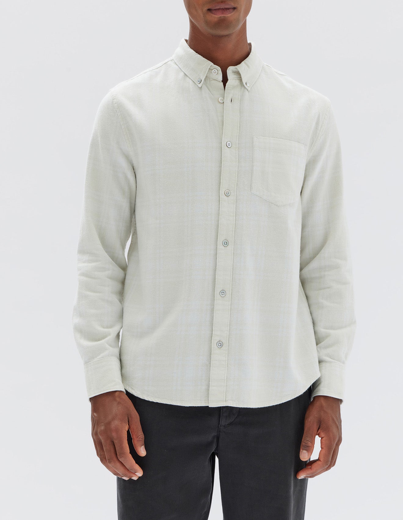 Assembly Label | Tanner Brushed Check Long Sleeve Shirt - Limestone Check