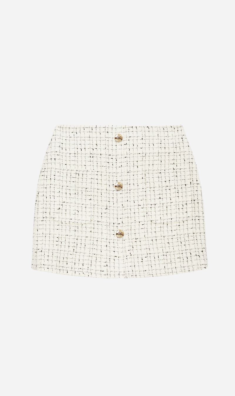 Anine Bing | Mateo Skirt - Cream & Black Tweed