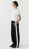 Bassike | Twill Stripe Detail Pant - Black/White