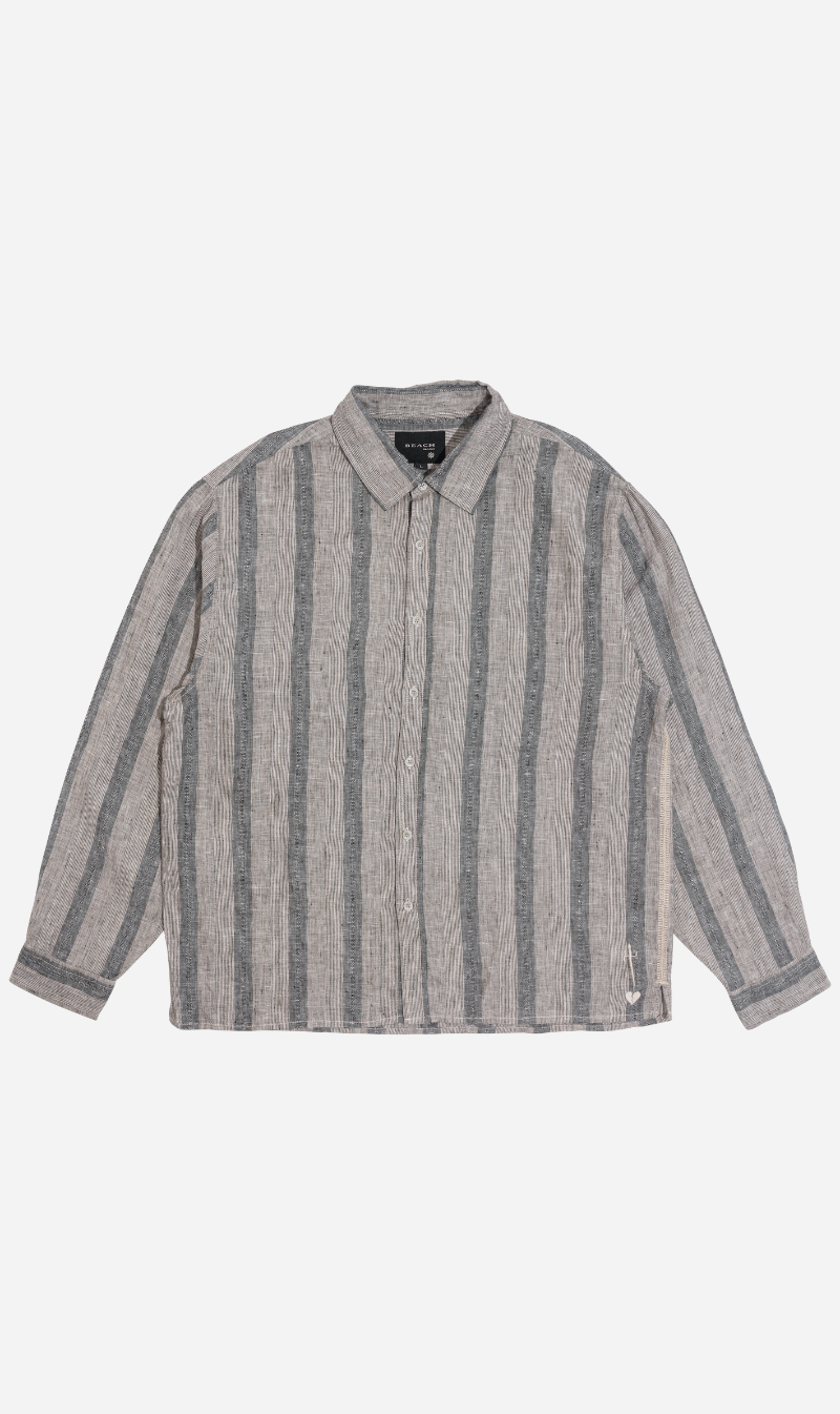 Beach Brains | The BB Shirt - Tan/Black Stripe