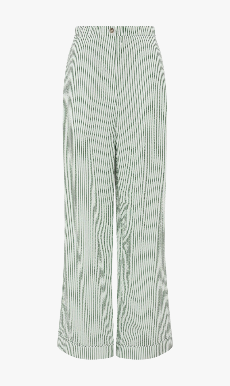 Bassike | Stripe Summer Pant - Green/White