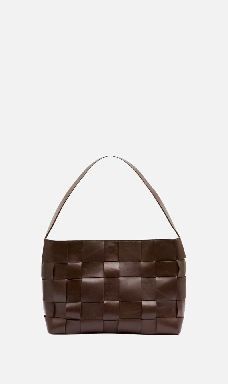 St Agni | Woven Mini Tote - Chocolate