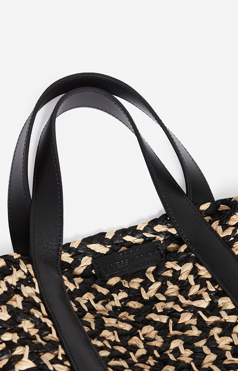 Vanessa Bruno | Raffia S Cabas Tote - Sand/Black