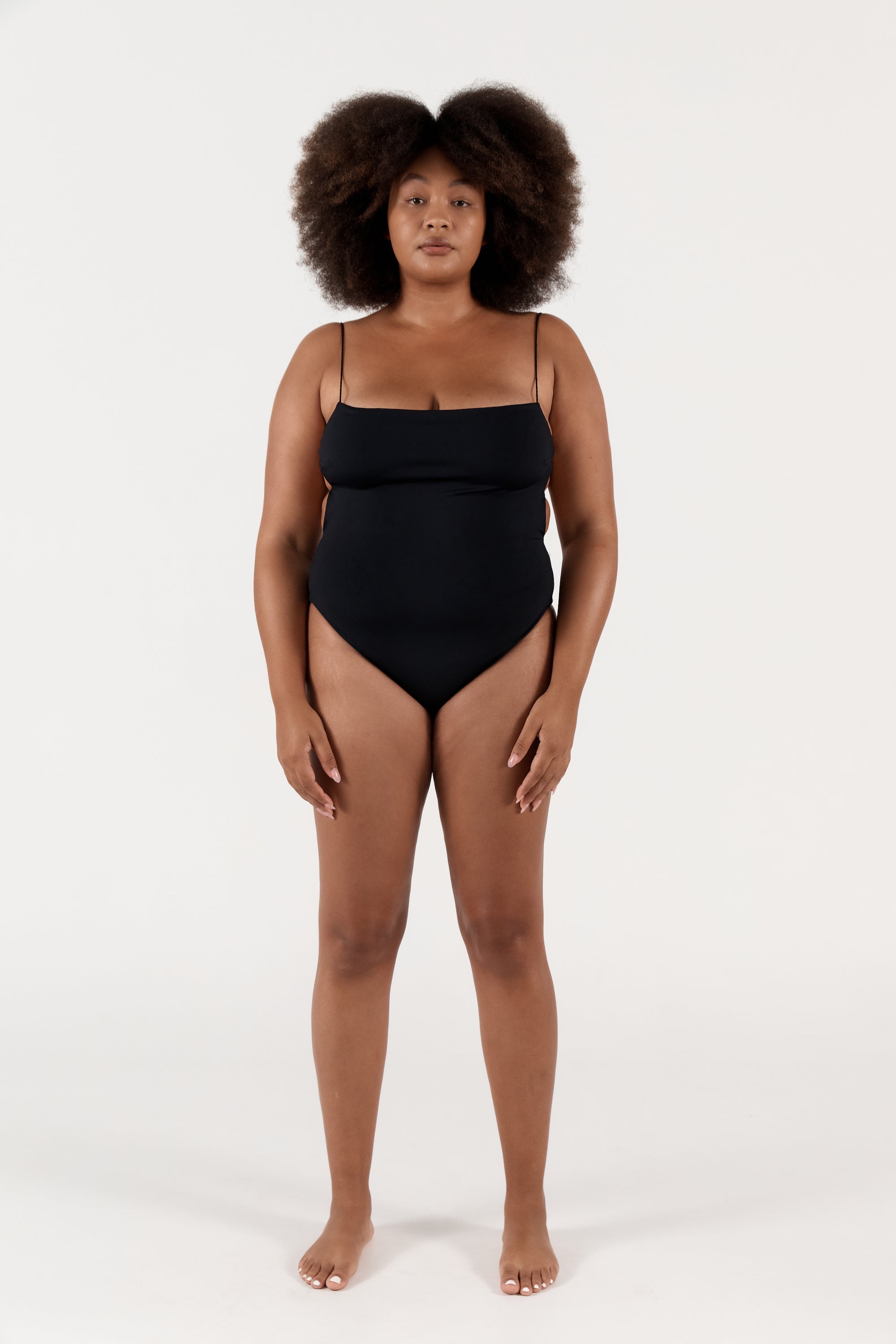 Ziah | Fine Strap One Piece - Black