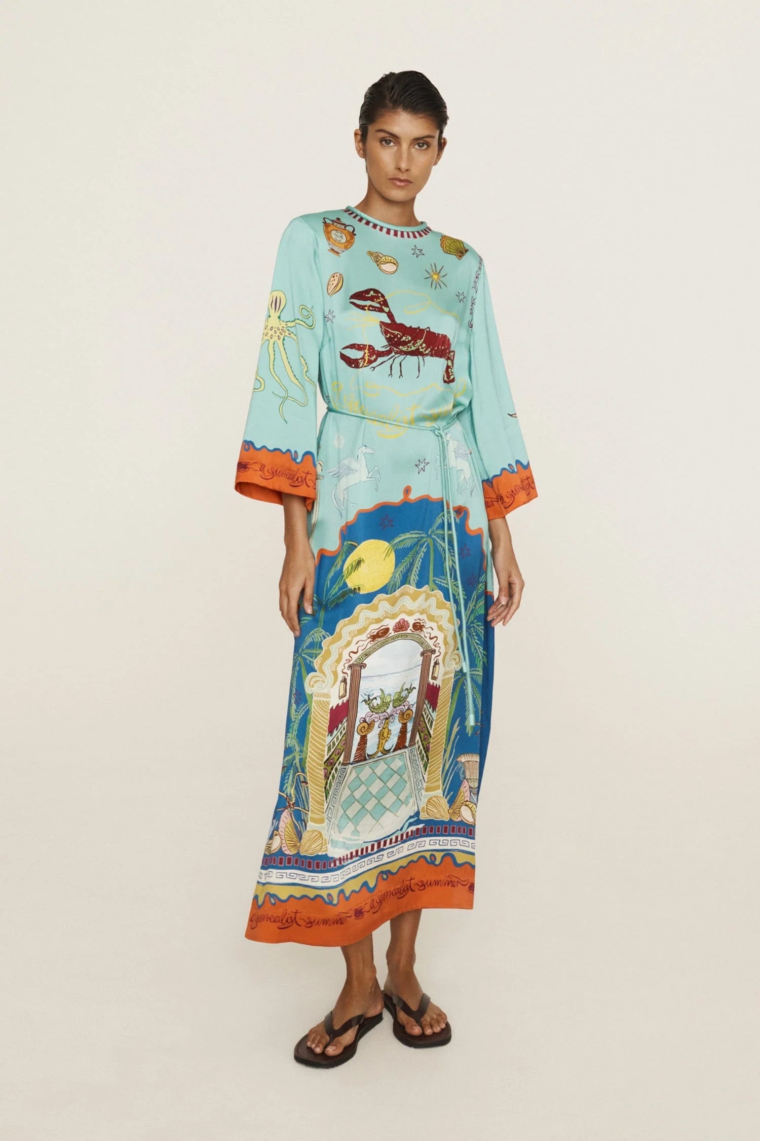 Alemais  | Surrealist Summer Midi Silk Dress