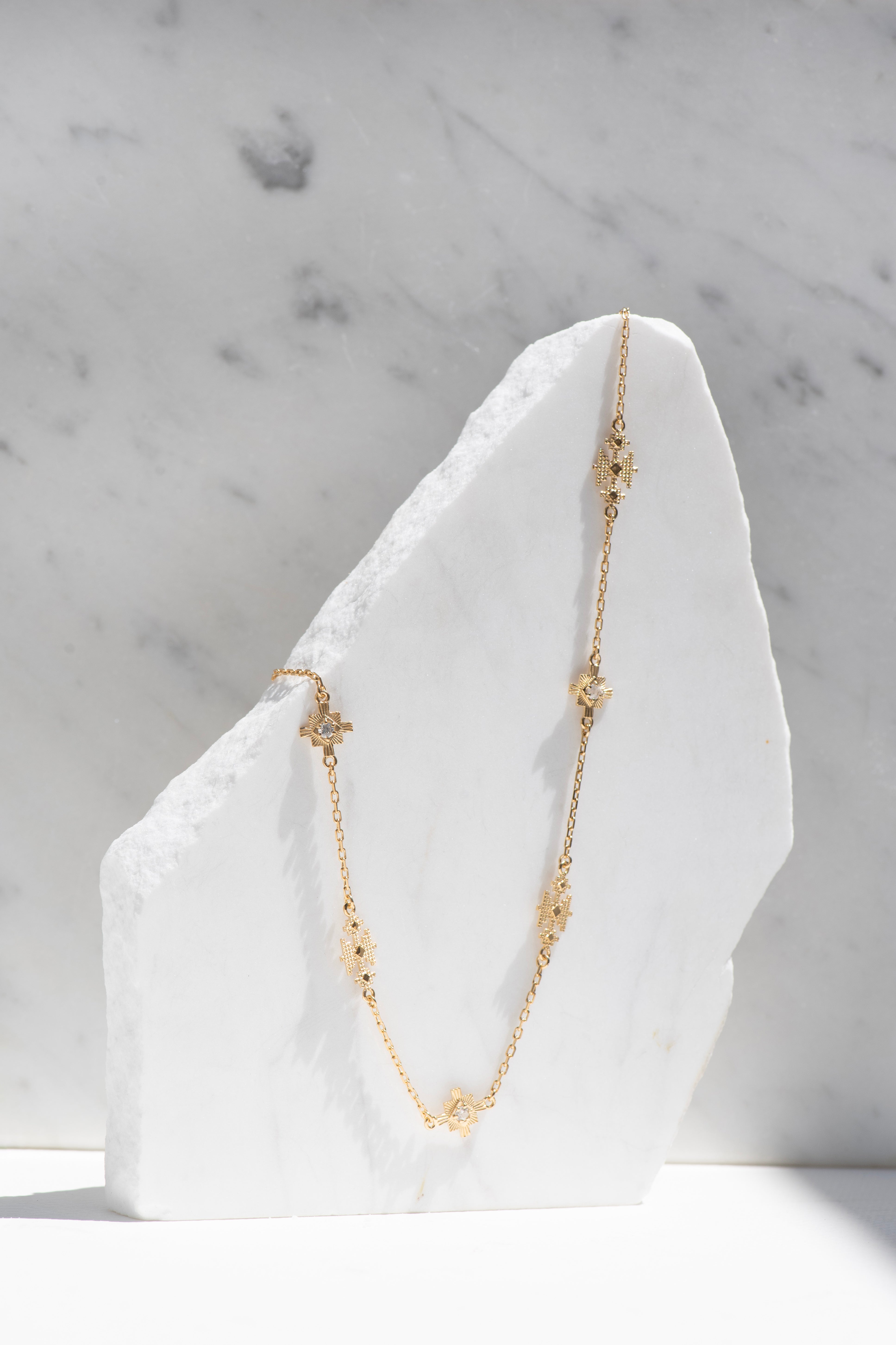 Zoe & Morgan | Ayllu Necklace - Gold/White Zircon