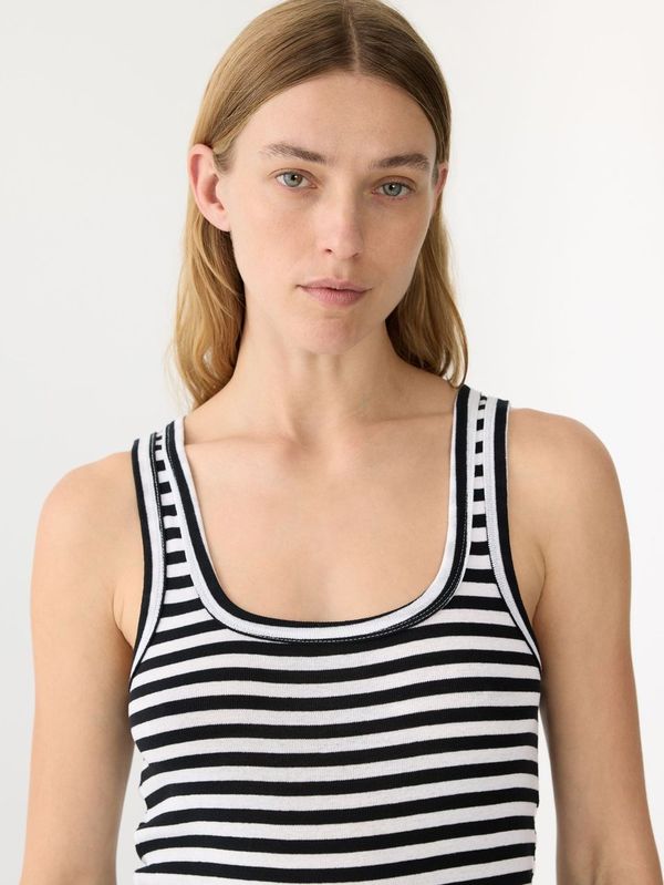 Bassike | Stripe Slim Rib Tank II - Black/White