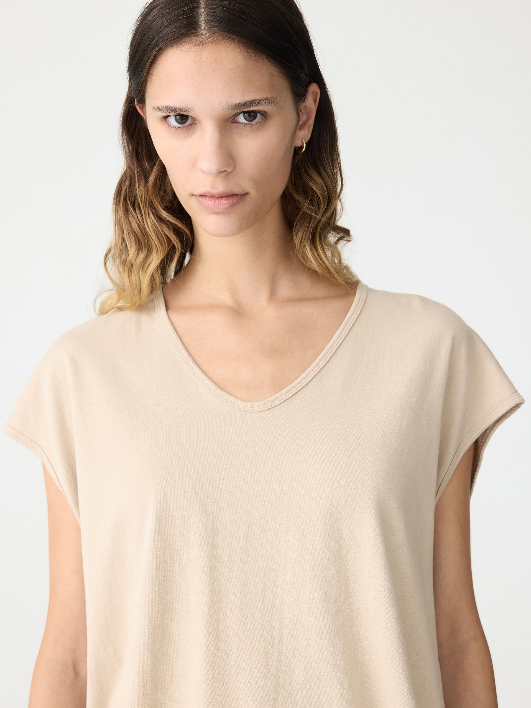 Bassike | Fine Bind Scoop Neck Tank - Dune