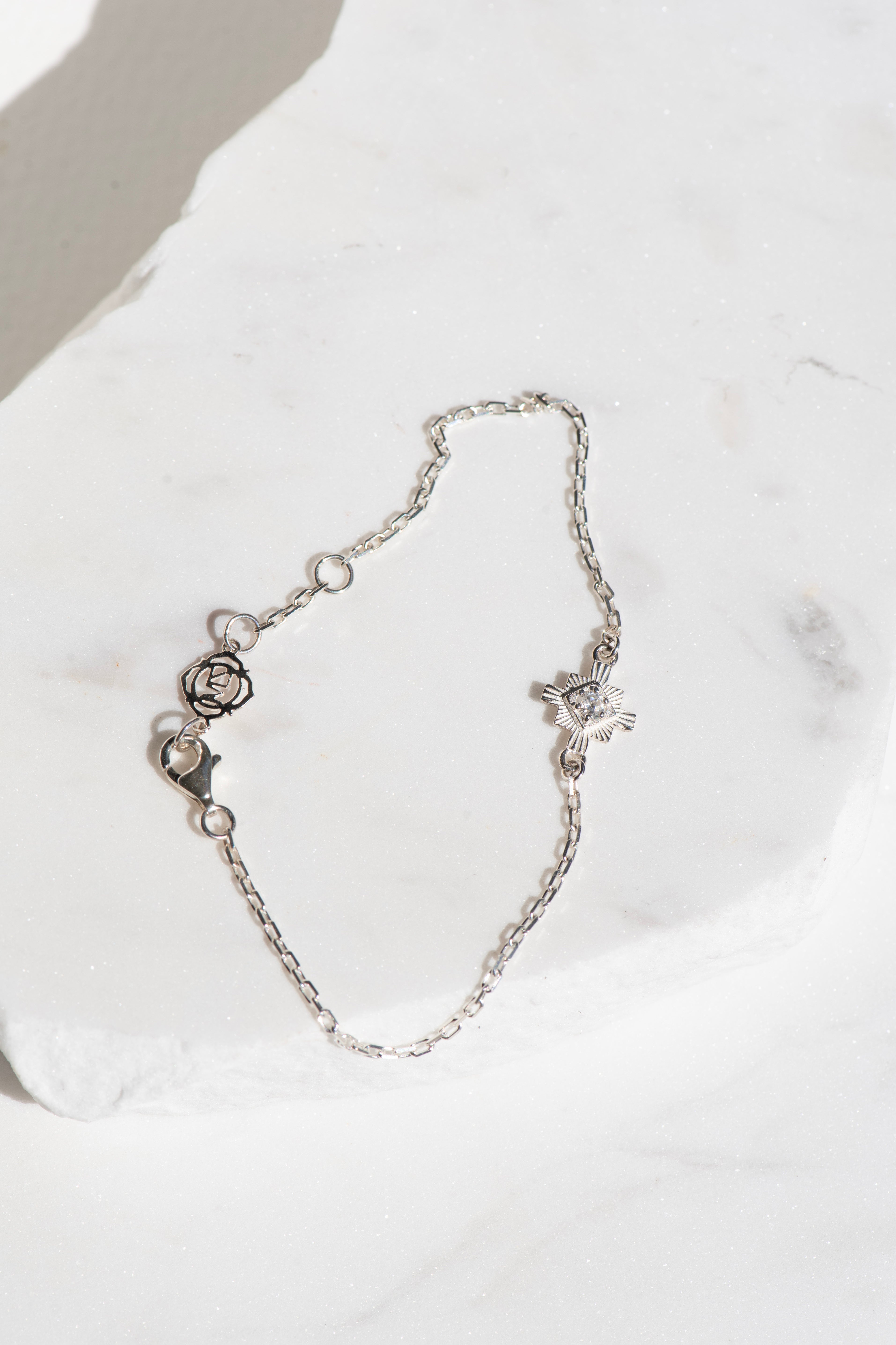 Zoe & Morgan | Inka Bracelet - Silver/White Zircon