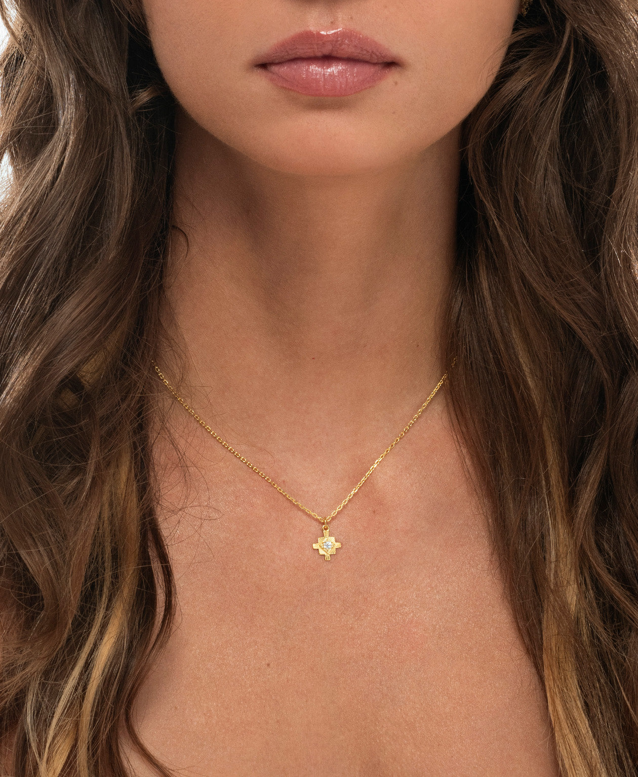 Zoe & Morgan | Inka Necklace - Gold/White Zircon