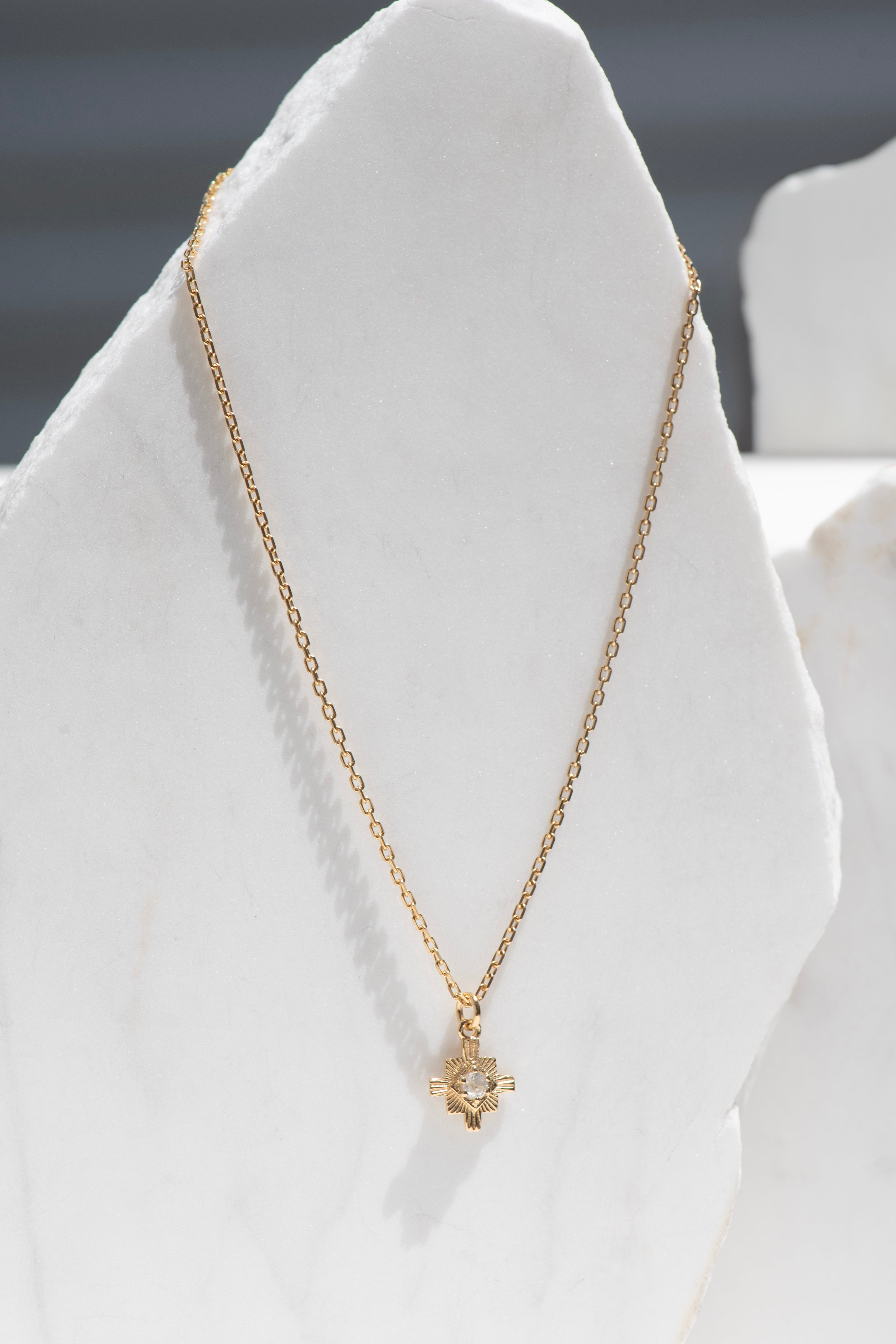 Zoe & Morgan | Inka Necklace - Gold/White Zircon