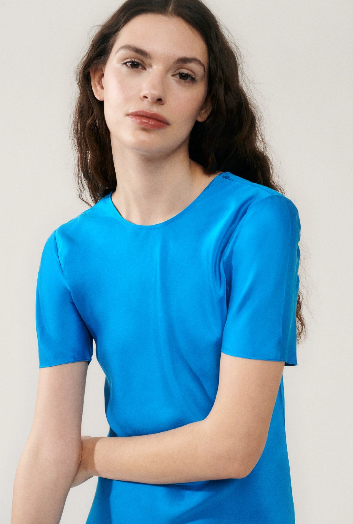 Silk Laundry | Short Sleeve Bias Dress - Coast Blue