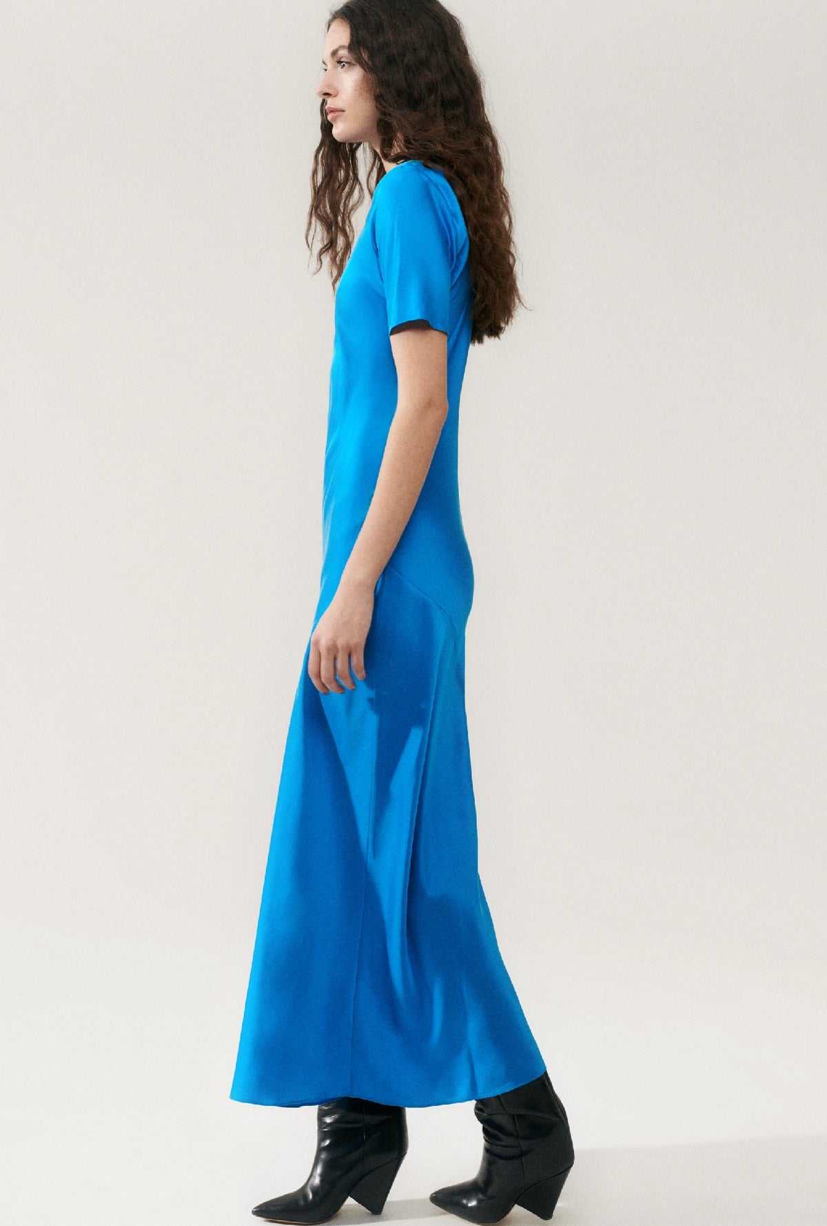 Silk Laundry | Short Sleeve Bias Dress - Coast Blue