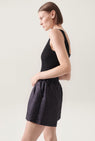 Silk Laundry | Twill Slouch Shorts Pinstripe - Black/White