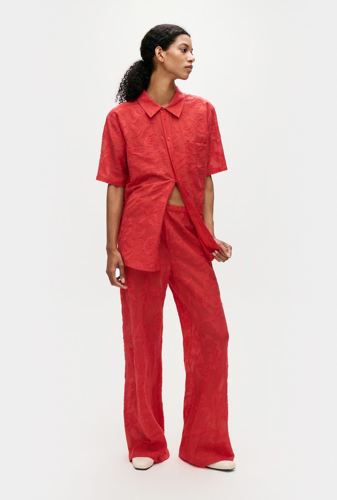 Silk Laundry | Clip Silk Bias Cut Pants - Geranium