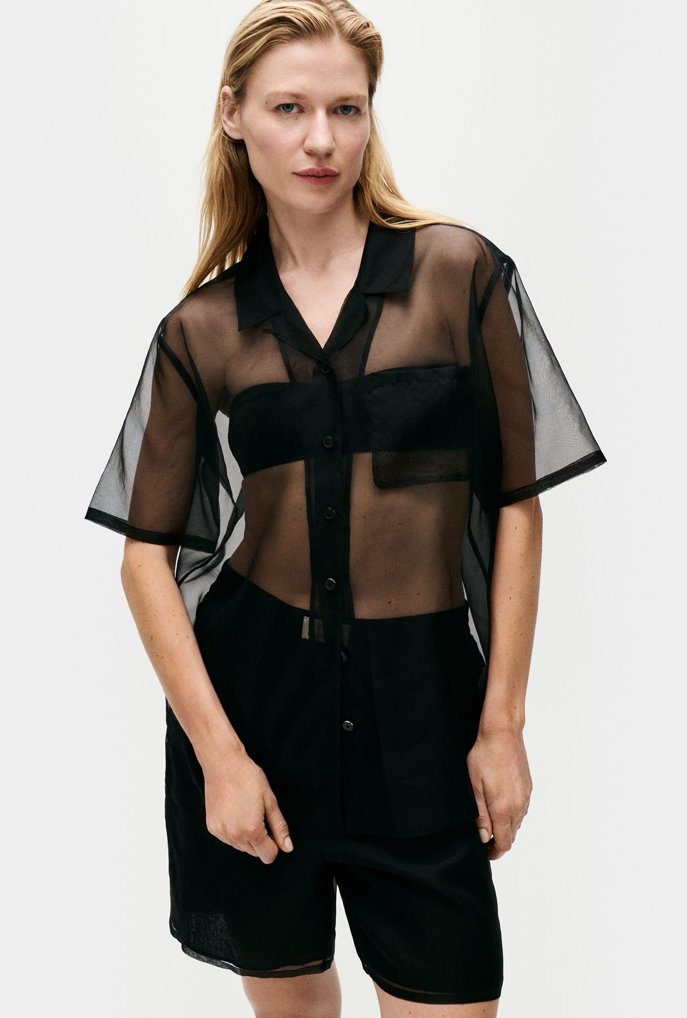 Silk Laundry | Organza Camp Shirt - Black