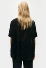 Silk Laundry | Clip Silk Short Sleeve Boyfriend Shirt - Tulipa Black