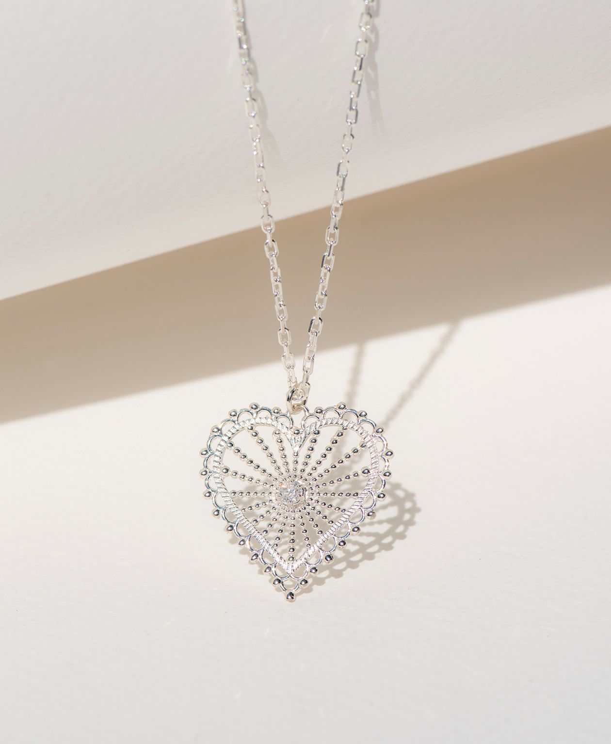 Zoe & Morgan | Amor Necklace - Silver/White Zircon