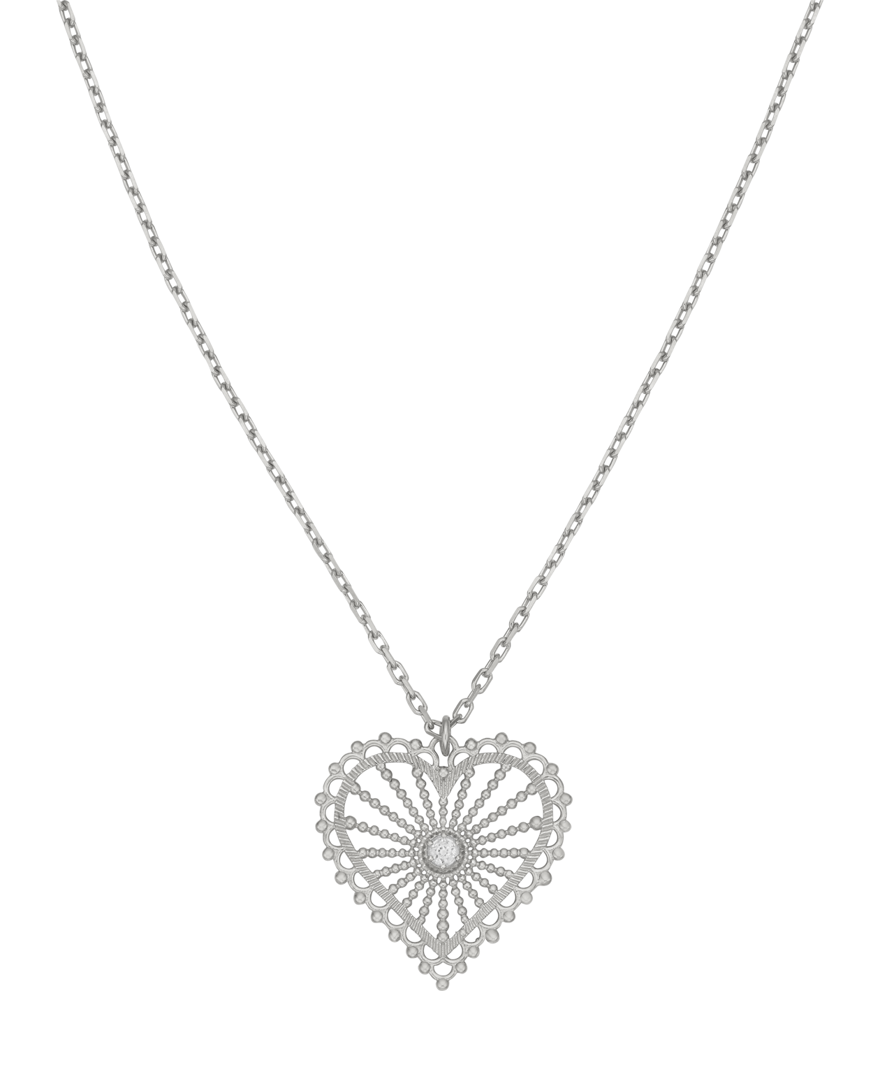 Zoe & Morgan | Amor Necklace - Silver/White Zircon