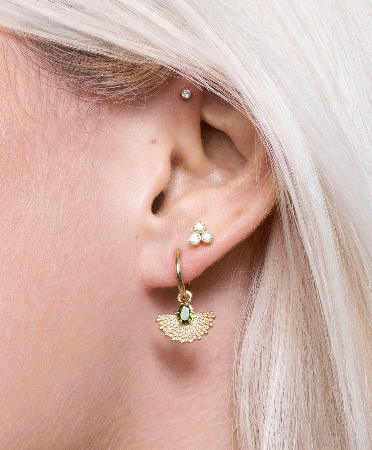 Zoe & Morgan | Petal Earrings - Gold With Chrome Diopside