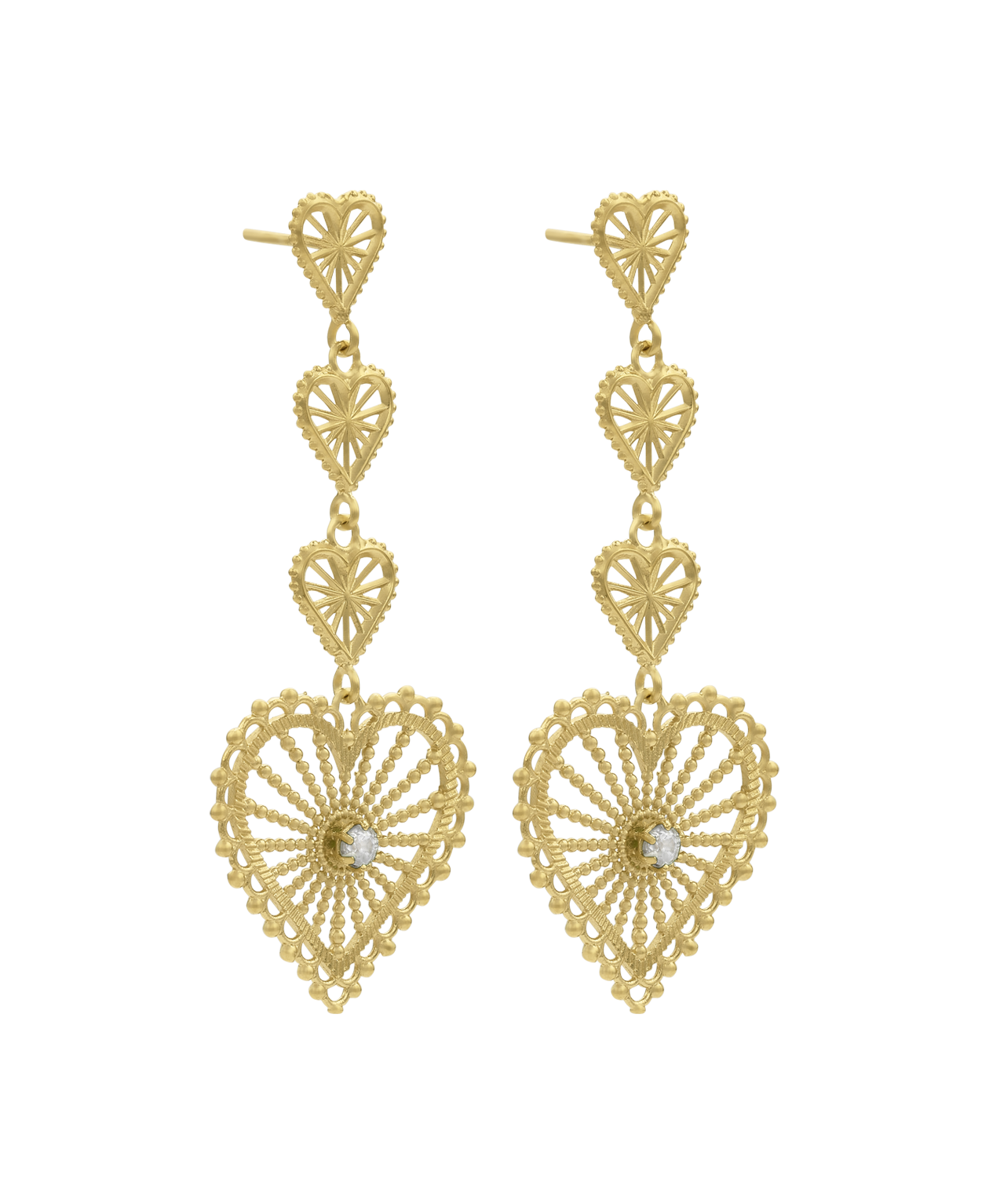 Zoe & Morgan | Mi Amor Earrings - Gold/White Zircon