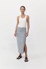 St Agni | Raw Hem Midi Skirt - Grey Heather