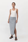 St Agni | Raw Hem Midi Skirt - Grey Heather