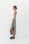 St Agni | Raw Hem Midi Skirt - Grey Heather