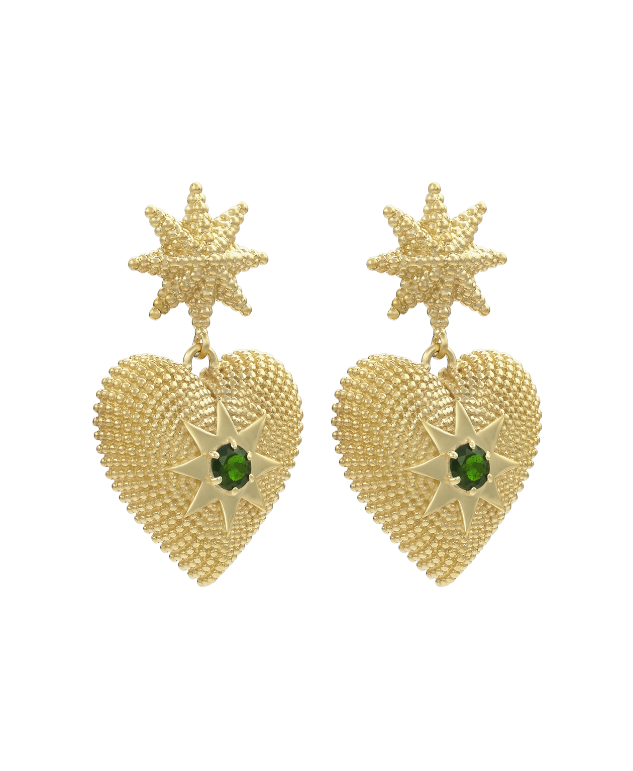 Zoe & Morgan | Brave Heart Earrings - Gold/Chrome Diopside