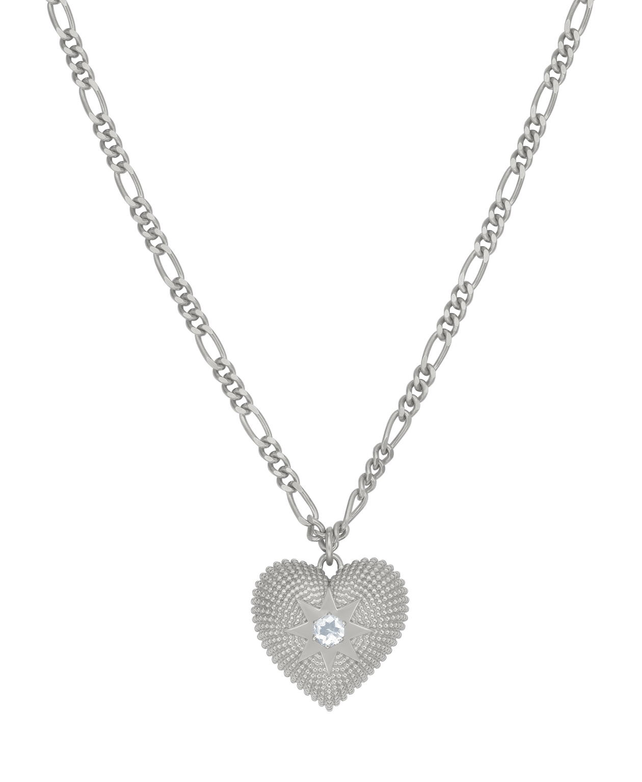 Zoe & Morgan | Brave Heart Necklce - Silver/Aquamarine