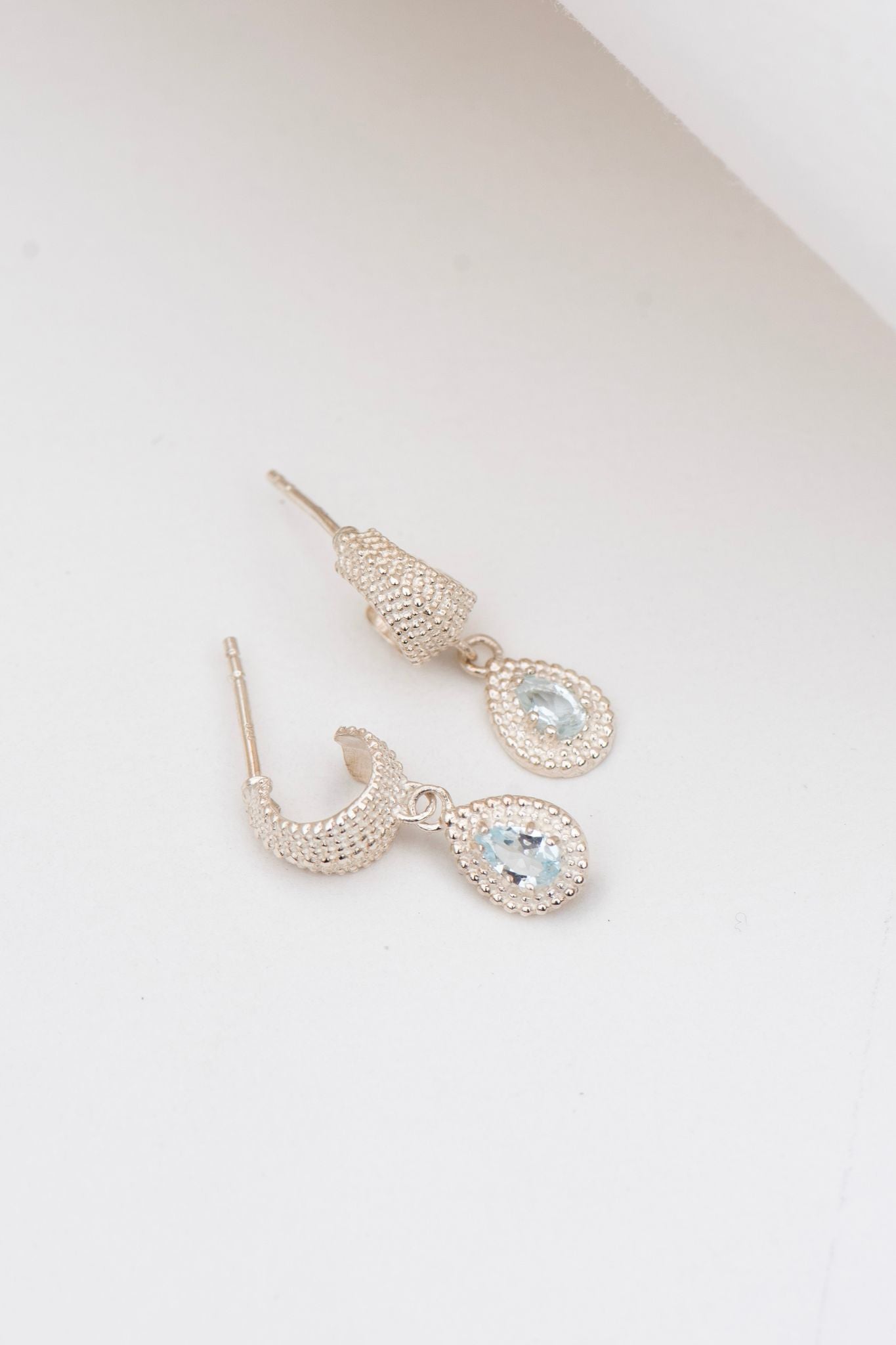 Zoe & Morgan | Althea Earrings - Silver With Aquamarine