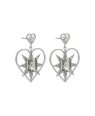 Zoe & Morgan | Shining Heart Earrings - Silver/White Zircon & Green Amethyst