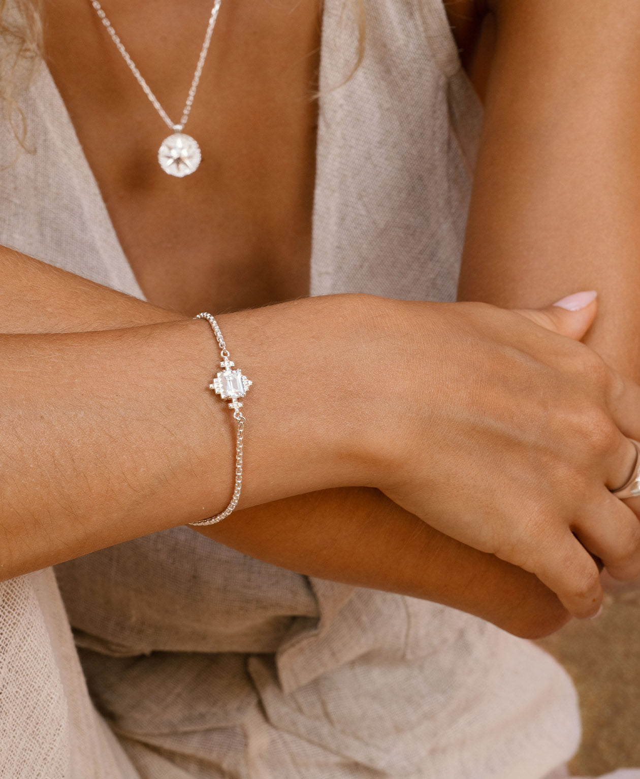 Zoe & Morgan | Reya Bracelet - Silver White Topaz