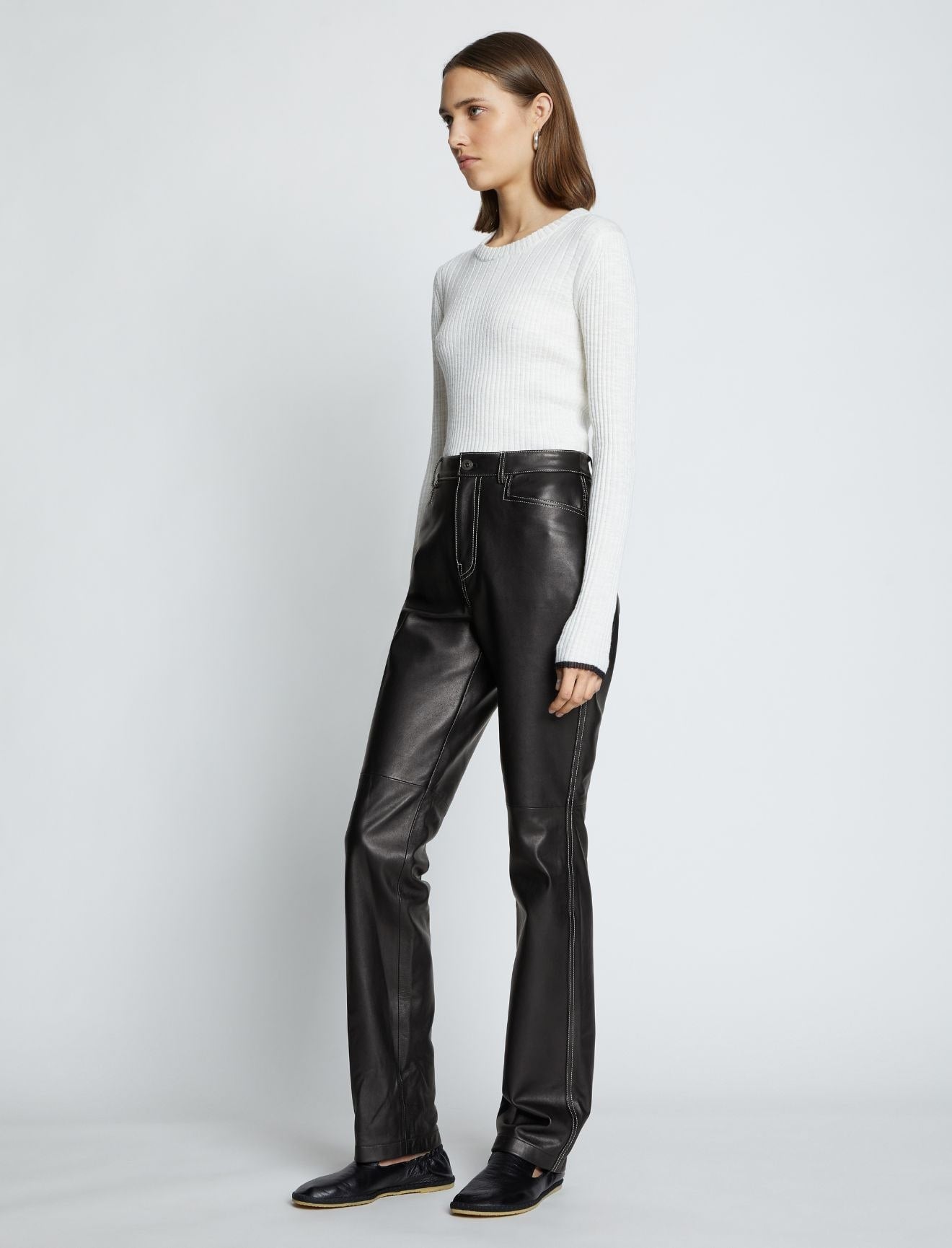 Proenza Schouler White Label | Leather Straight Pant - Black