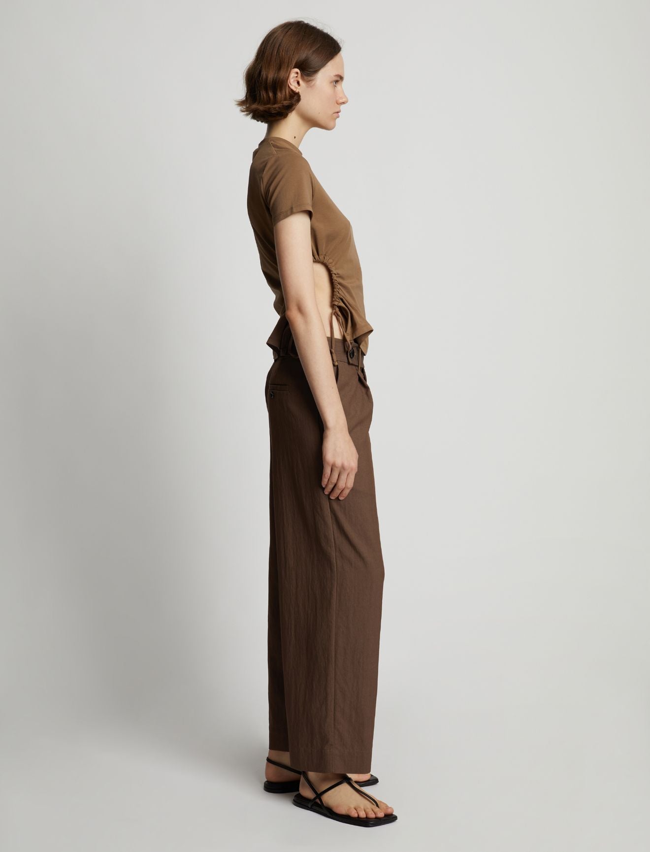 Proenza Schouler White Label | Drapey Suiting Wide Leg Pant - Coffee