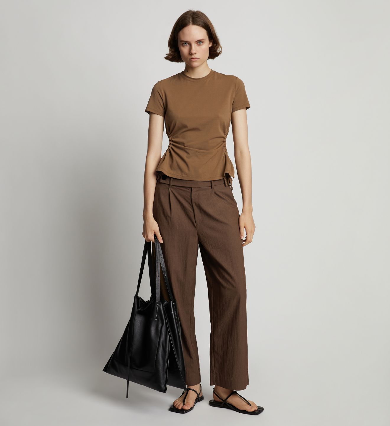 Proenza Schouler White Label | Drapey Suiting Wide Leg Pant - Coffee